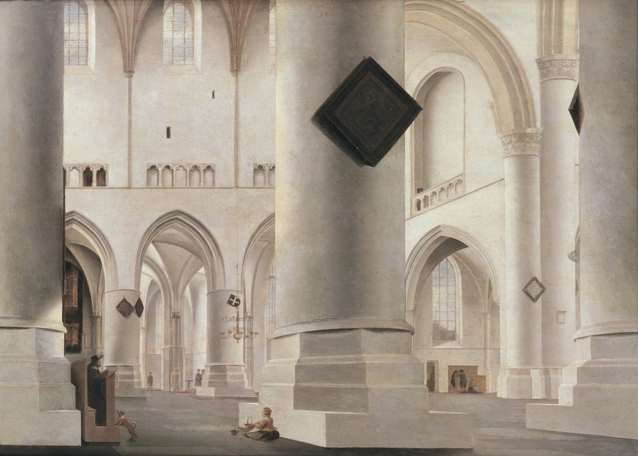 Interiér Grote Kerk, Amsterdam, cca 1637 (olej na dřevě) od Pieter Janszoon Saenredam
