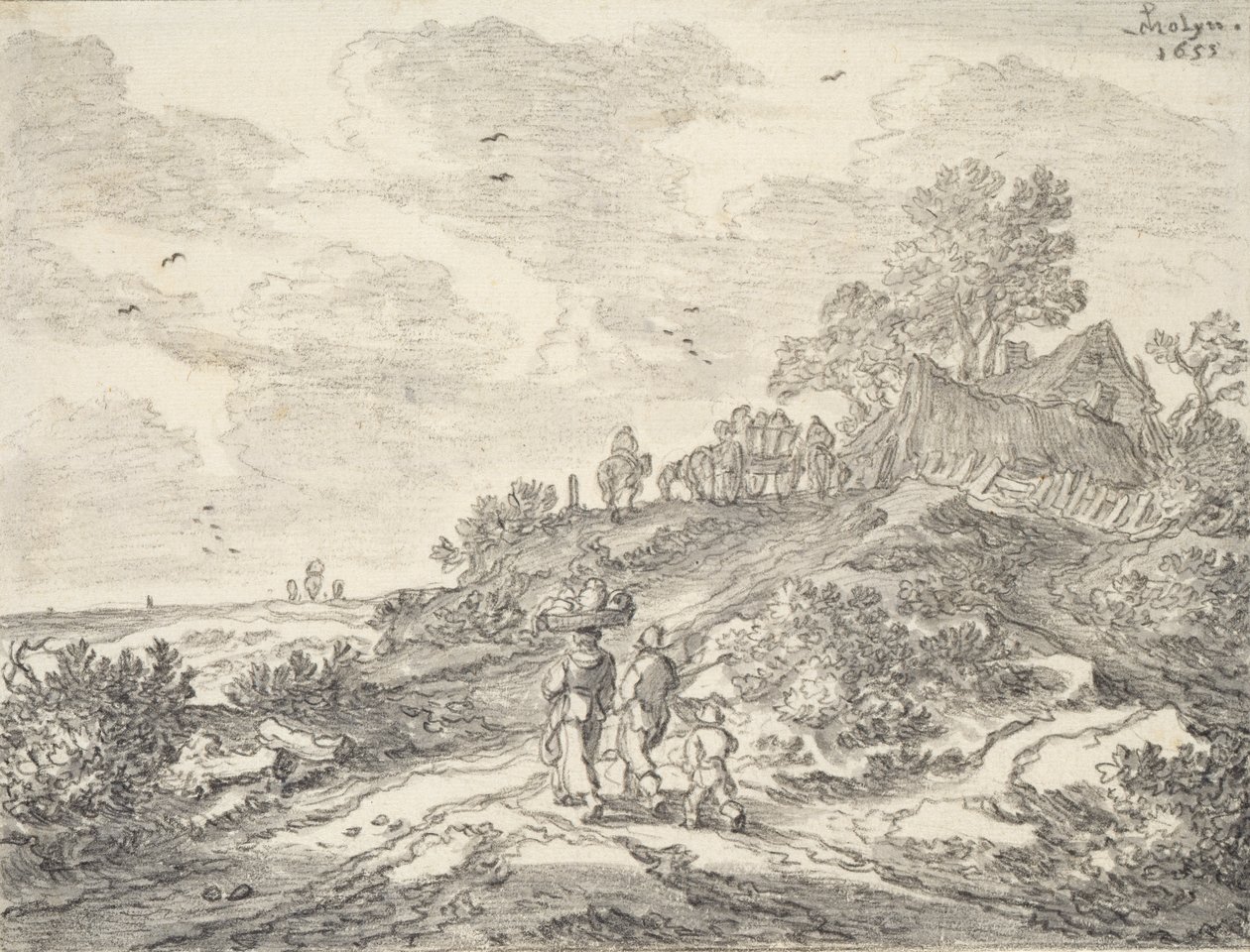 V dunách mimo Haarlem, 1655 (křída na papíře) od Pieter Molijn