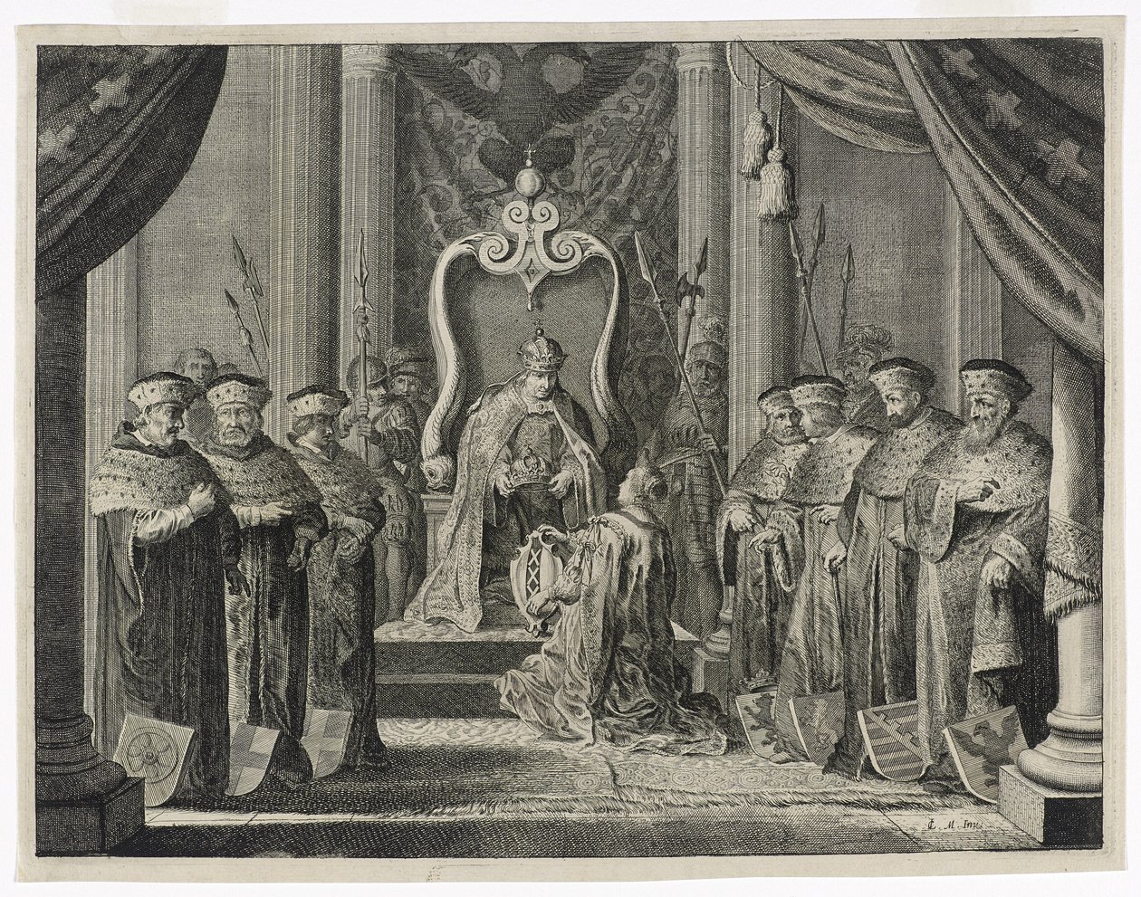 Dar císařské koruny městu Amsterdam, 1638 od Pieter Nolpe