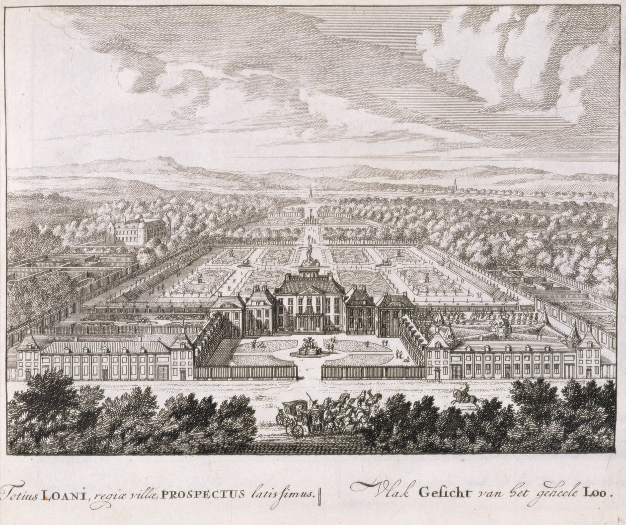 Knížecí palác z „Admirandorum Quadruplex Spectaculum“, od Jana van Calla (1656-1703), vydaného před rokem 1715 od Pieter Schenk