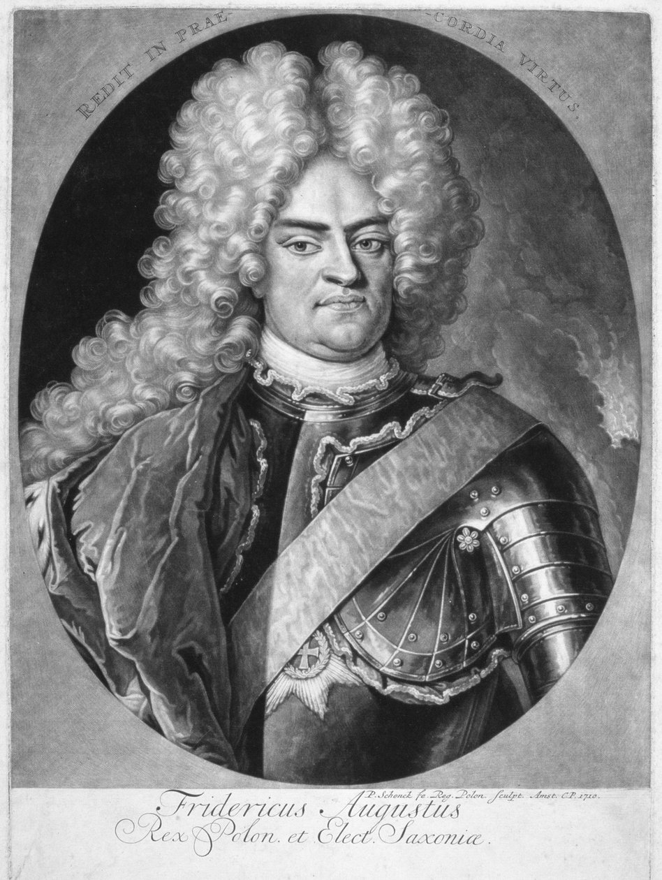 August II. (1670-1733) polský král, 1710 od Pieter Schenk