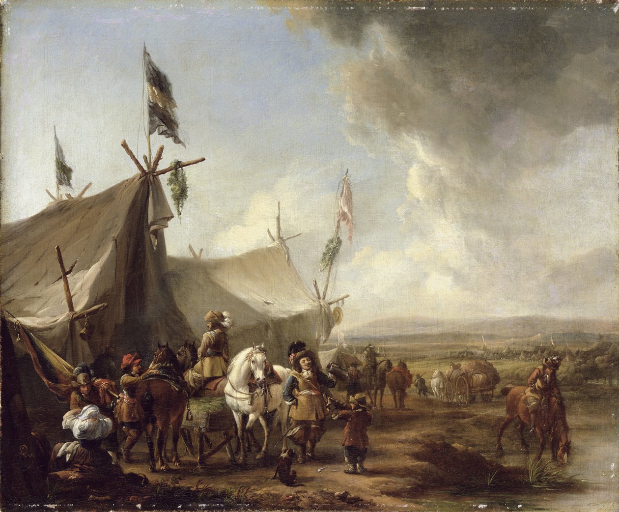 Před stanem Market Tent od Pieter Wouwermans or Wouwerman