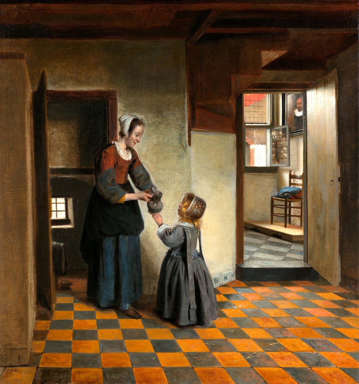 Žena s dítětem ve spíži od Pieter de Hooch
