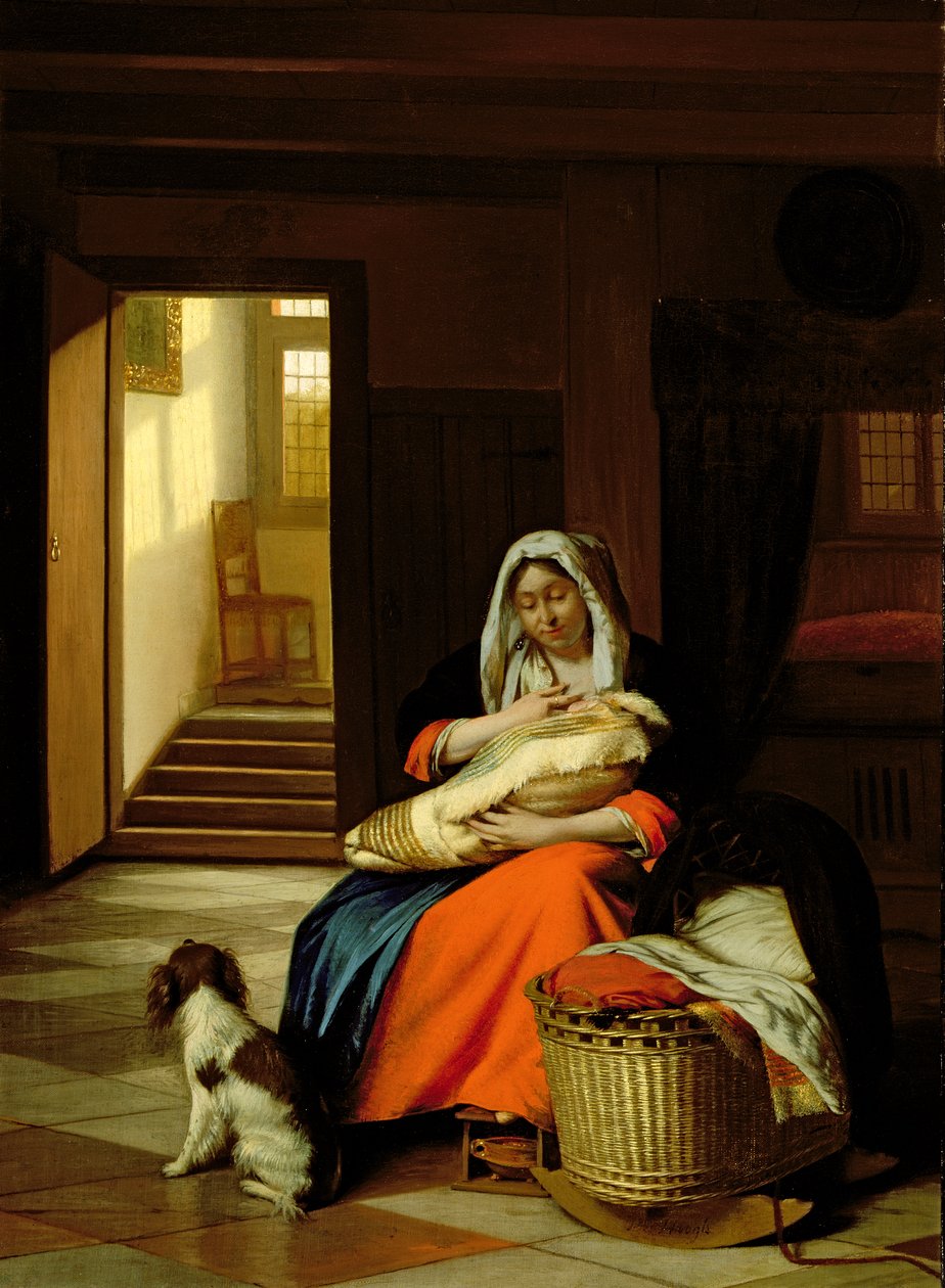 Matka kojící své dítě, 1674-76 od Pieter de Hooch