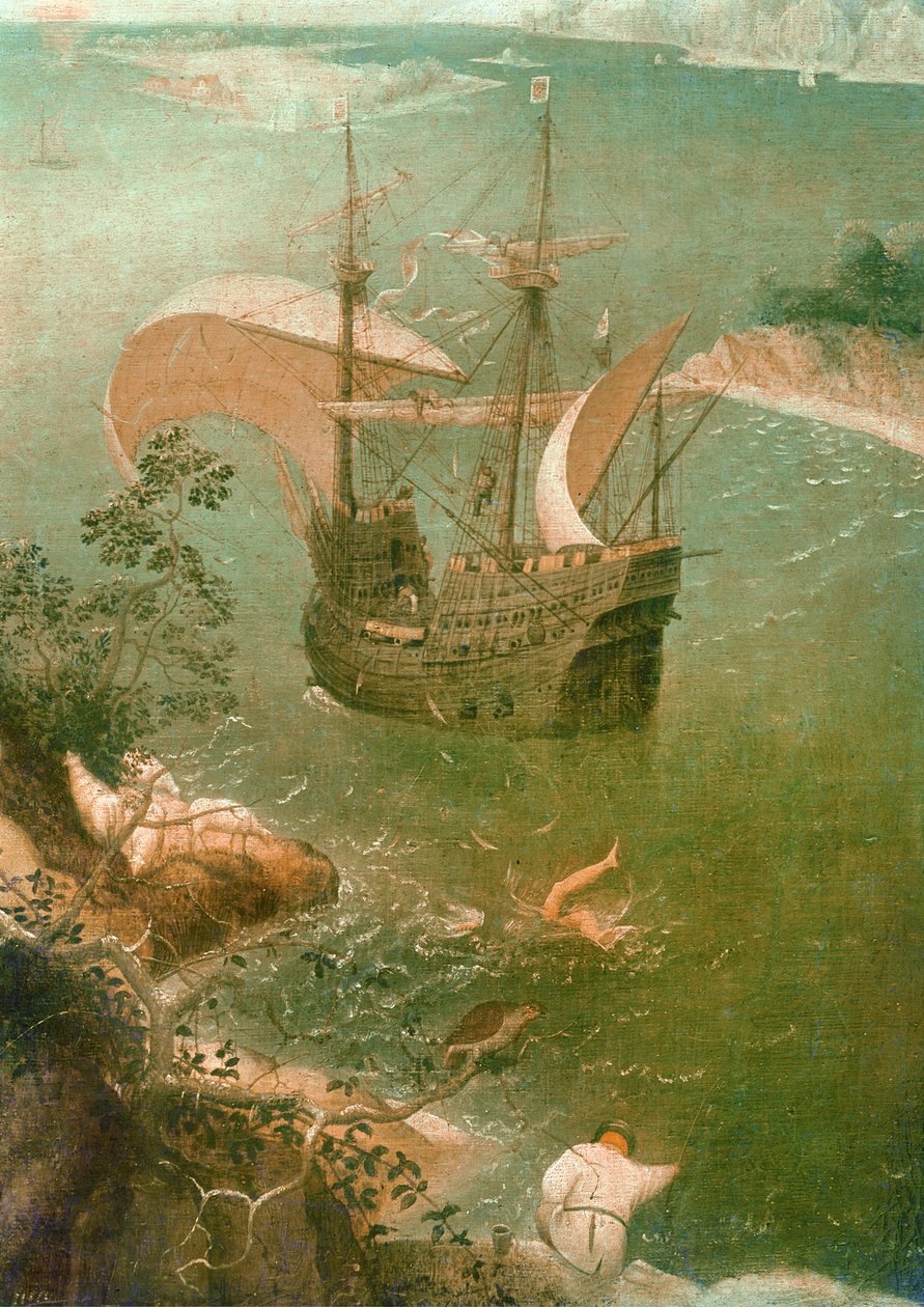 Krajina s Ikarovým pádem, asi 1555 olej na plátně detail z 3675 od Pieter Bruegel the Elder