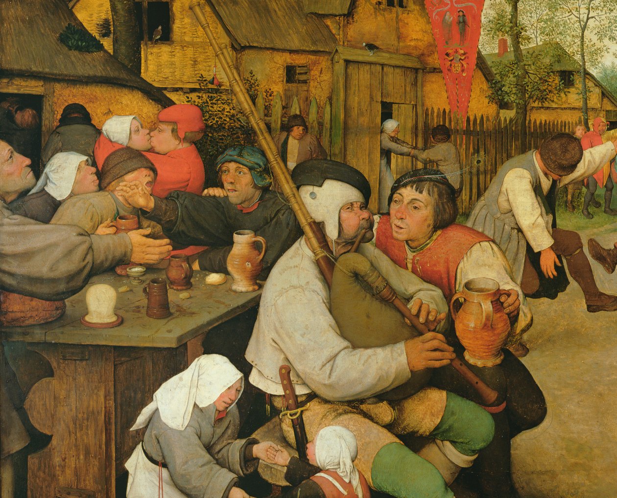 Selský tanec, 1568 olej na desce detail 68947 a 186442 od Pieter Bruegel the Elder