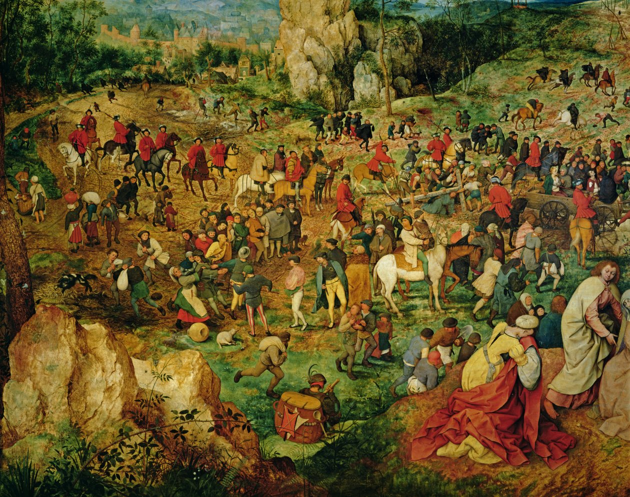 Cesta na Kalvárii, 1564 olej na detailu panelu z let 186439 a 186440 od Pieter Bruegel the Elder