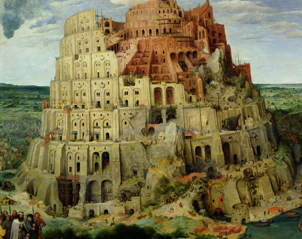 Babylonská věž, 1563 olej na detailu panelu 345 od Pieter Bruegel the Elder