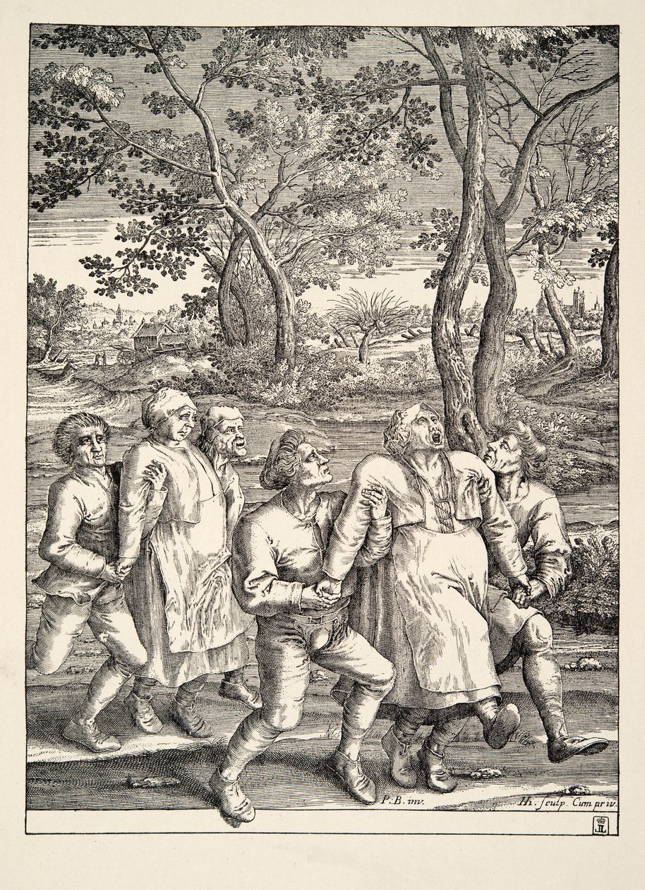Dvě skupiny rolníků po Pilgrimage of Epilepsie, c.1642 od Pieter Bruegel the Elder