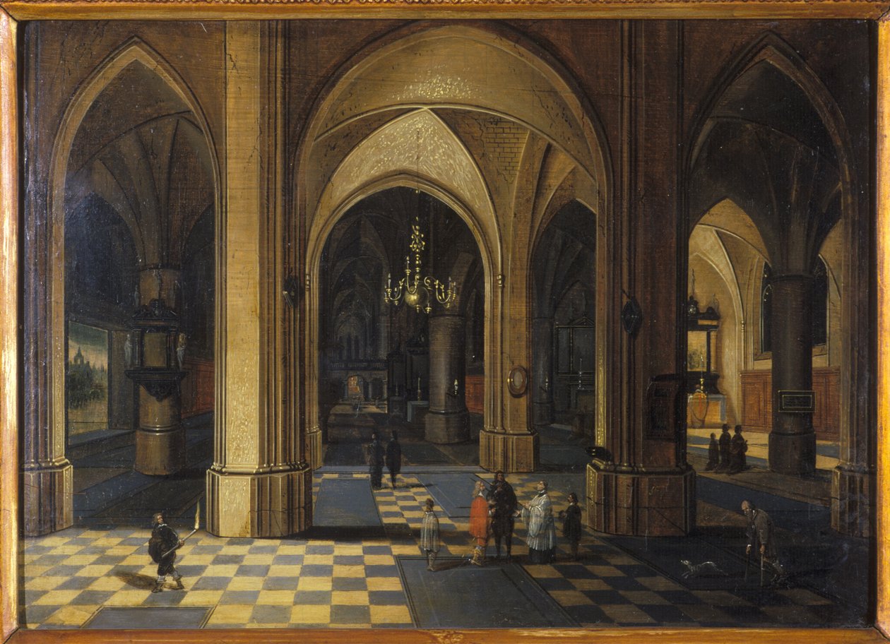 Interiér gotického kostela od Pieter the Elder Neeffs