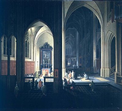 Interiér gotického kostela od Pieter the Elder Neeffs