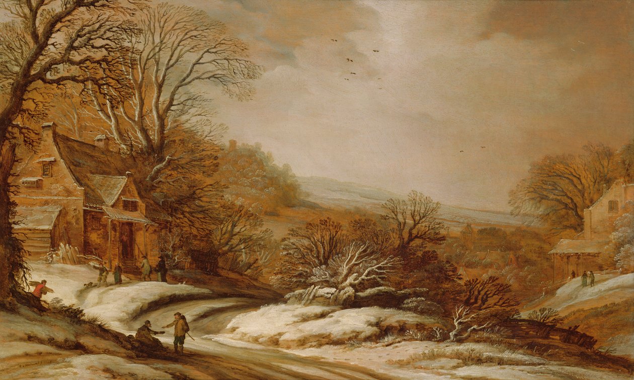 Zimní krajina s chalupami, 1625 od Pieter Dircksz Santvoort