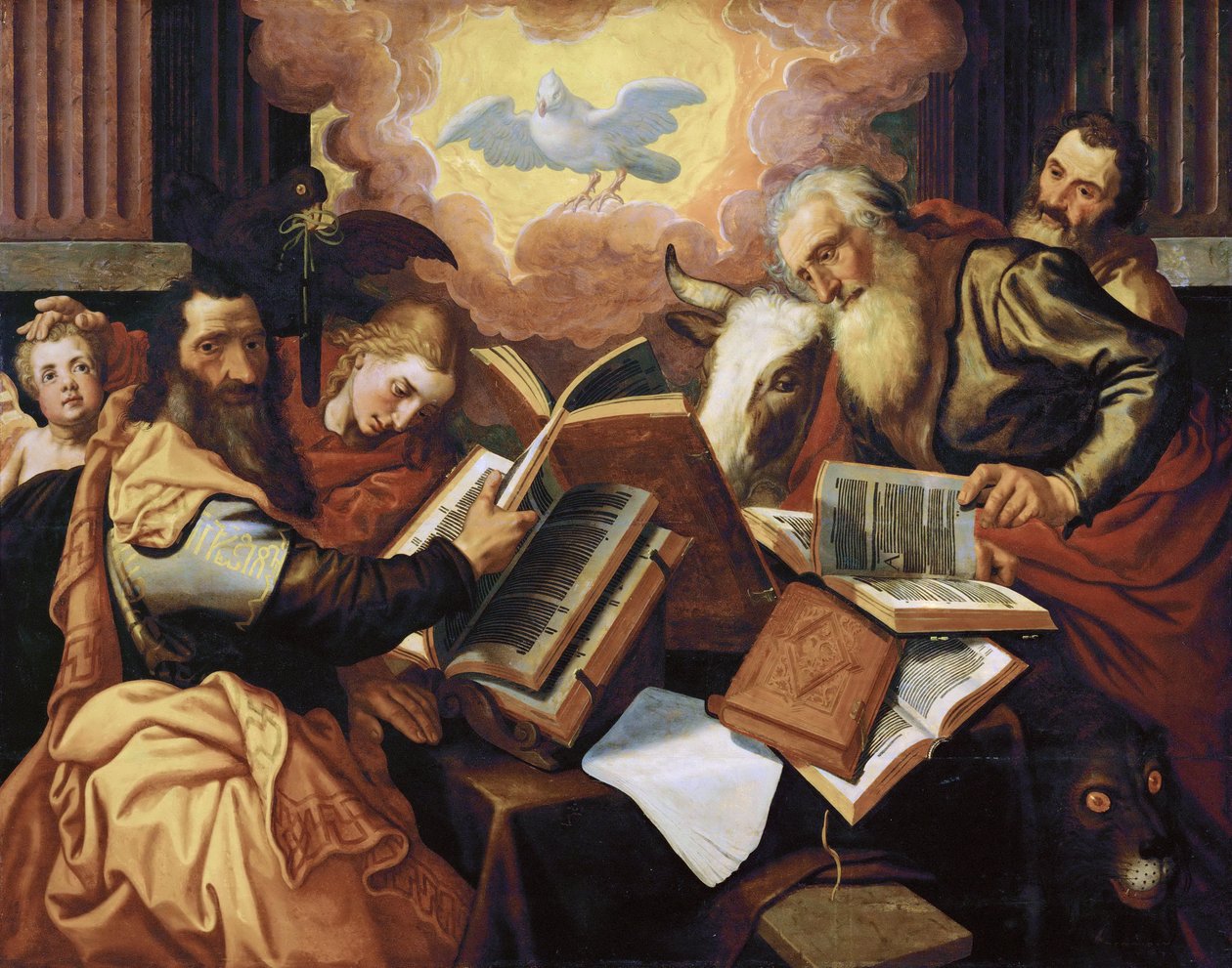 Čtyři evangelisté - Pieter Aertsen, dit Lange Pier (1508-1575). Olej na dřevě, cca 1560-1565. Rozměr: 113 x 143 cm. Uměleckohistorické muzeum, Vienne od Pieter Aertsen