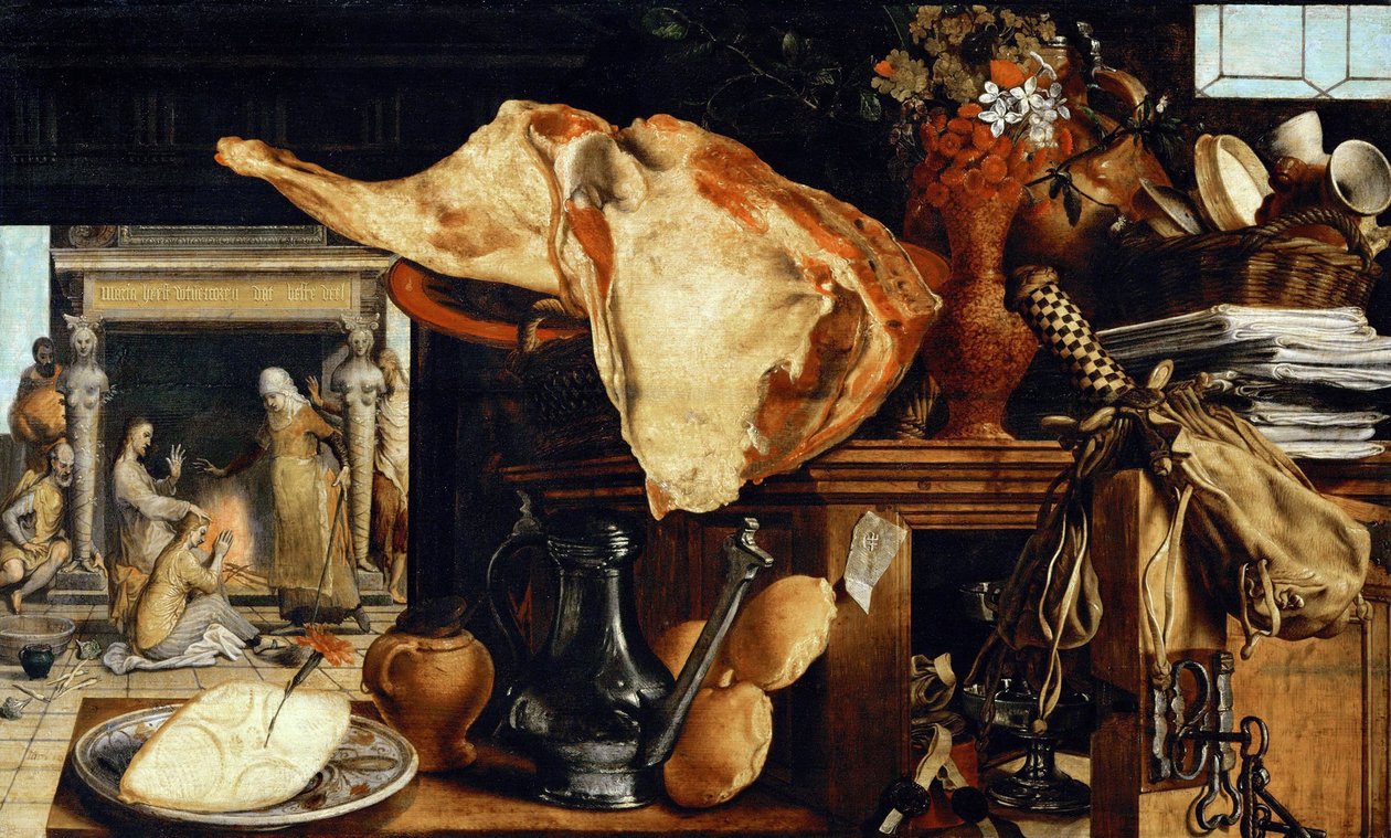 Marné zátiší (Kristus v domě Marty a Marie) - Pieter Aertsen (dit Lange Pier) (1508-1575). Olej na dřevě od Pieter Aertsen