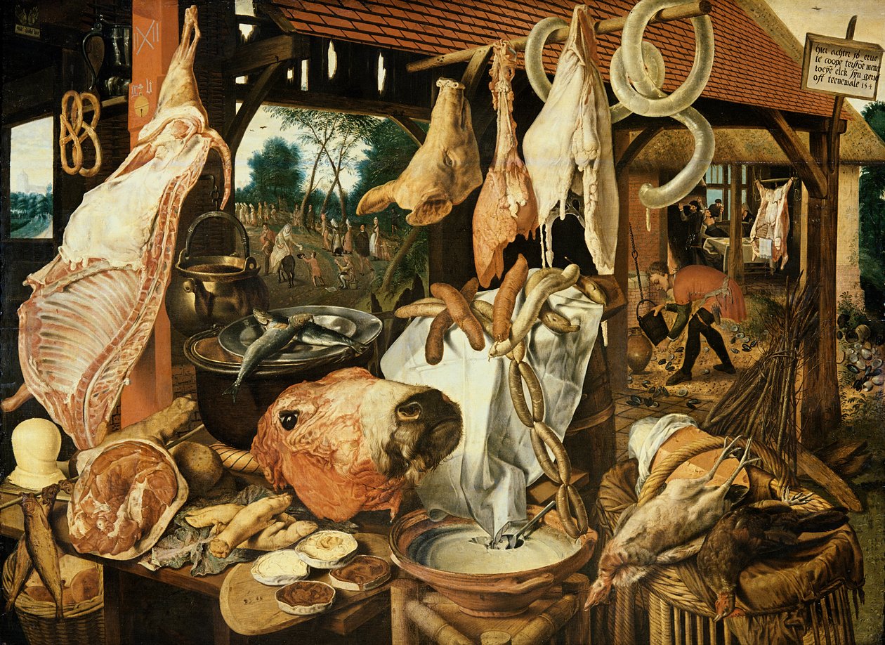 Útěk do Egypta, (Masný trh), 1551 od Pieter Aertsen