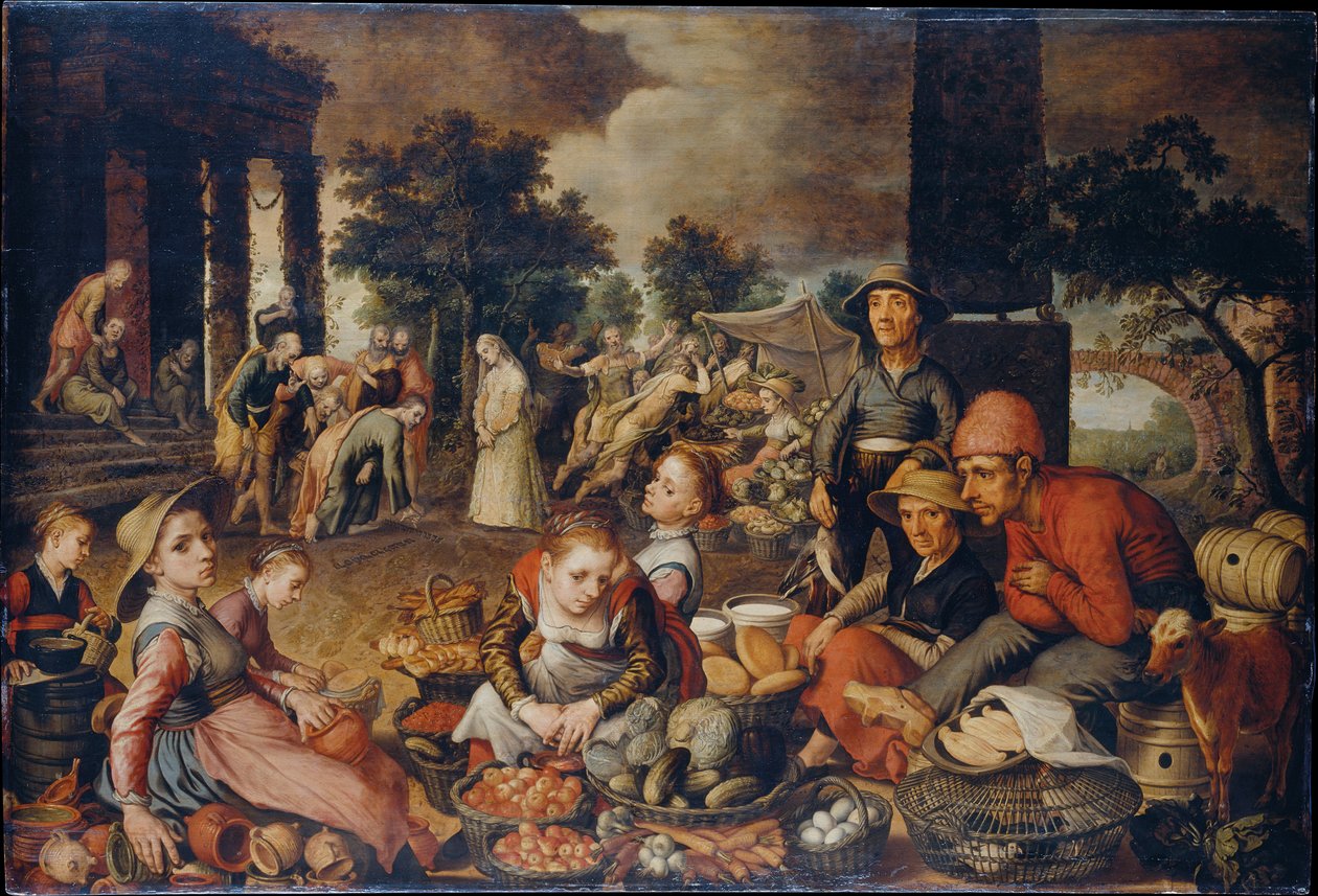 Tržní scéna s Kristem a cizoložnicí od Pieter Aertsen