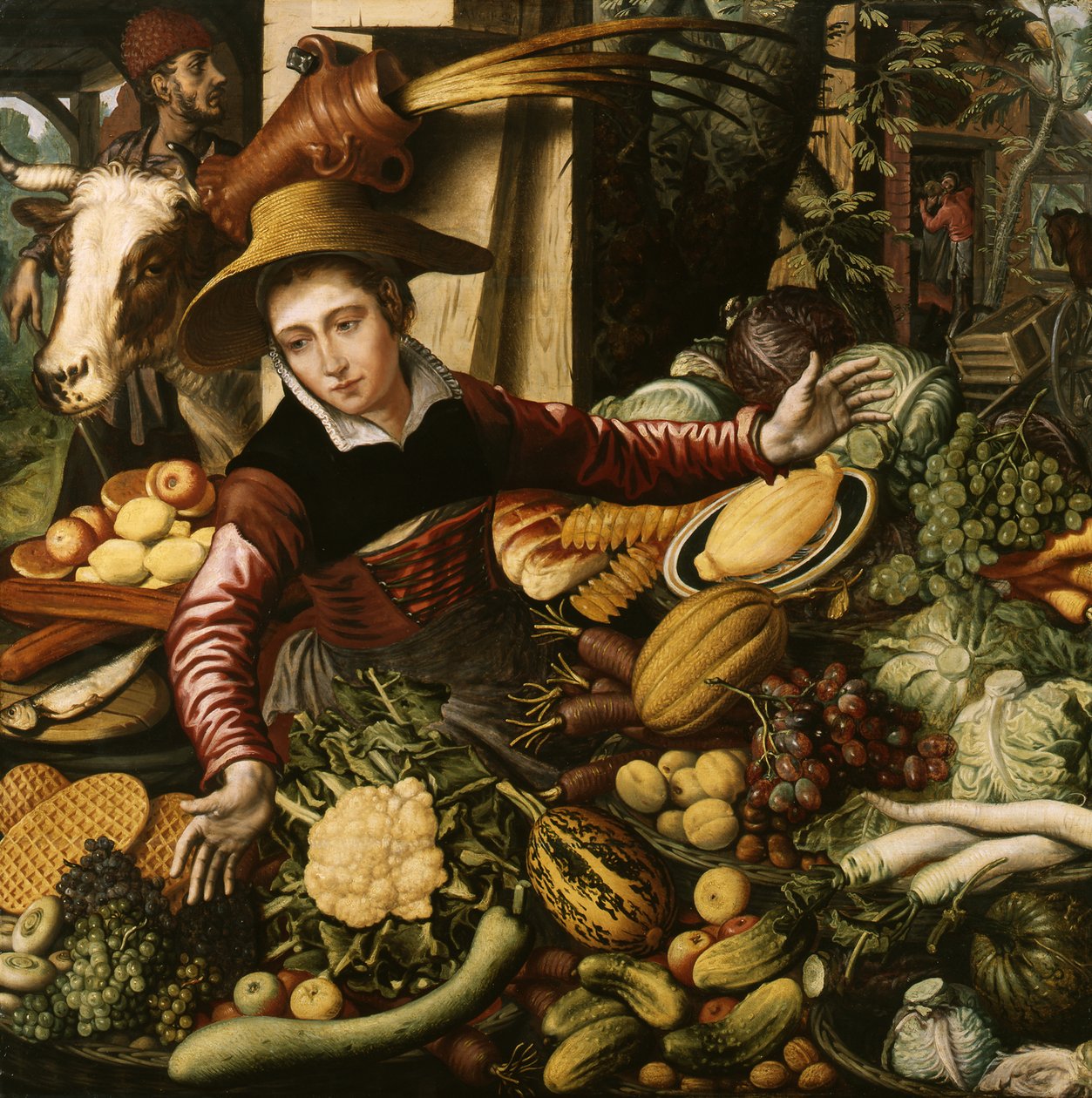 Prodejkyně na stánku se zeleninou od Pieter Aertsen