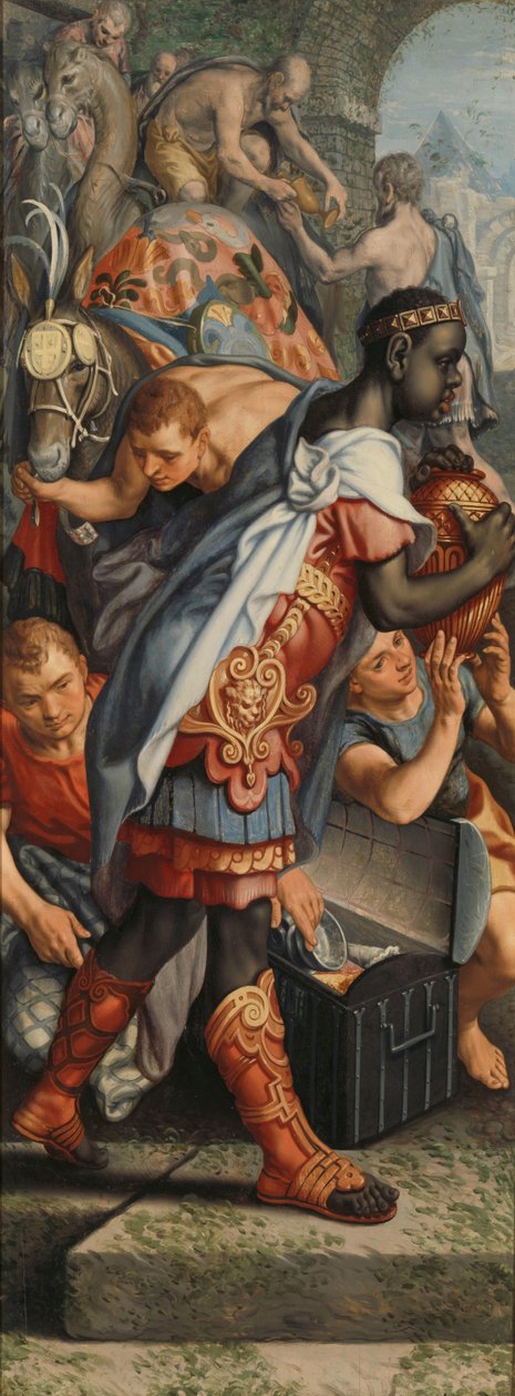 Křídlo oltářního obrazu s Klaněním tří králů, na rubu Prezentace v chrámu od Pieter Aertsen
