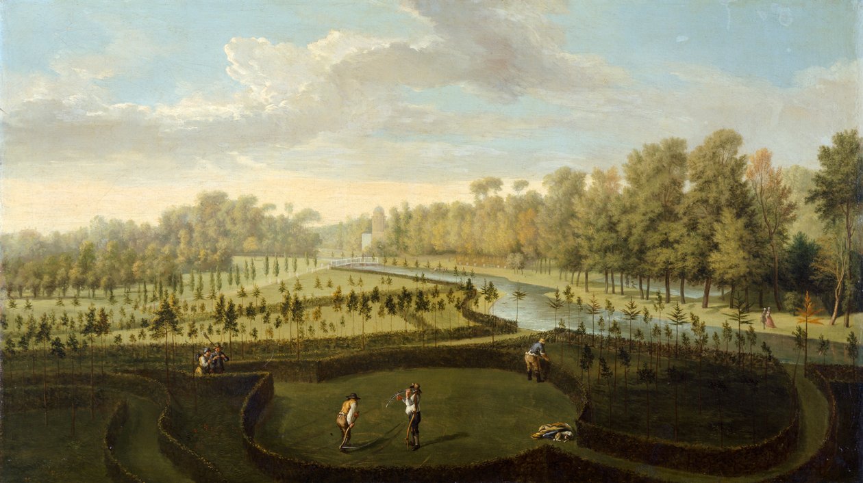 The Gardens at Chiswick House from the West (olej na panelu) od Pieter Andreas Rysbrack