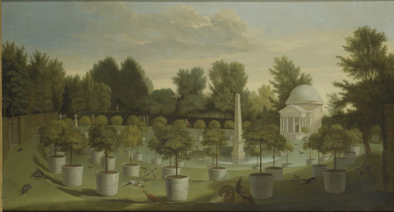 Pohled na Orange Tree Garden, Chiswick House (olej na plátně) od Pieter Andreas Rysbrack