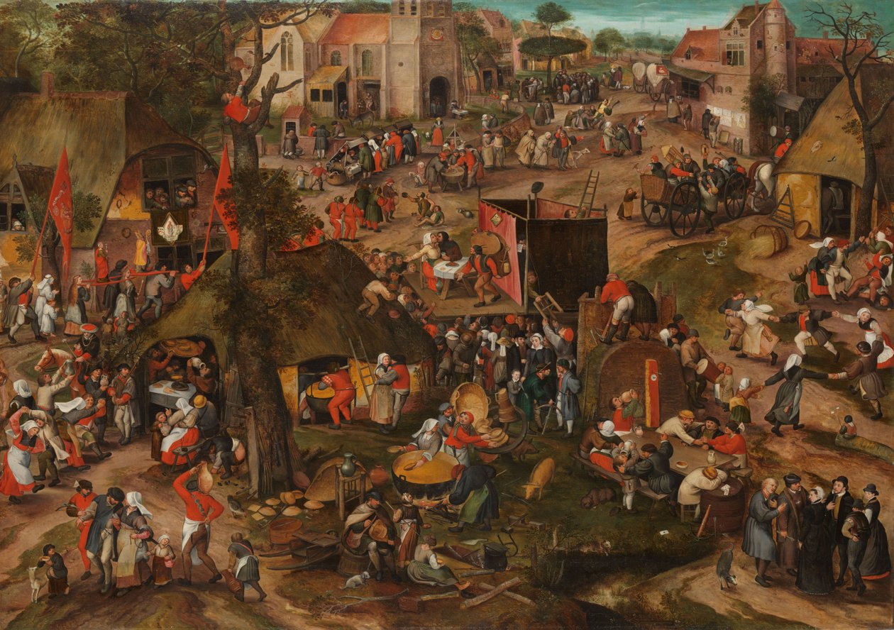 Vlámský Kermis s představením frašky „Een cluyte van Plaeyerwater“, c. 1570 od Pieter Balten