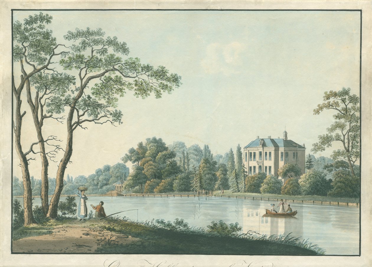 Pohled na dům Over Holland s čajovou kupolí na Vechtu v Nieuwersluis Over-Holland aan de Vecht (název na objektu) od Pieter Bartholomeusz. Barbiers