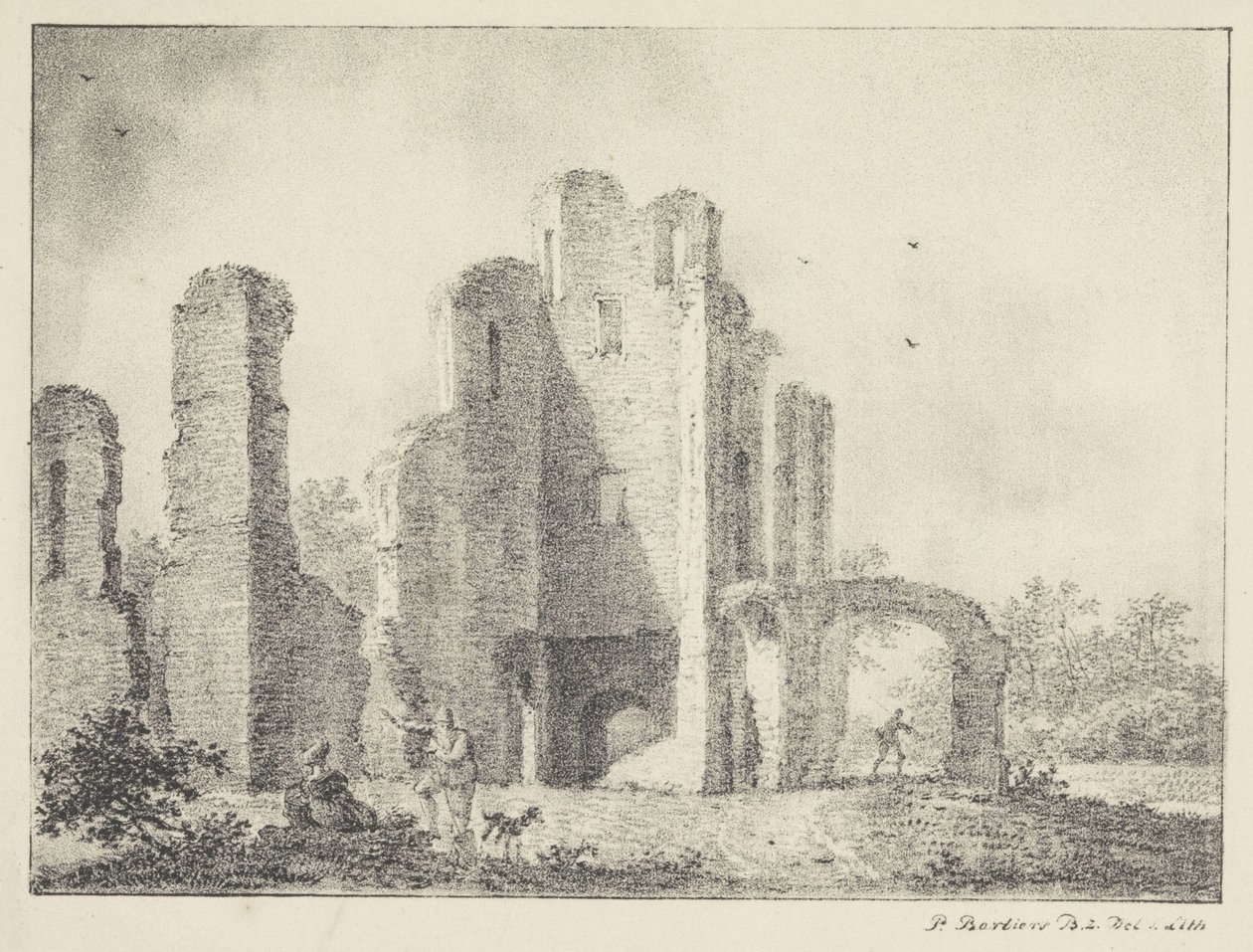 Krajina s ruinami a postavami od Pieter Bartholomeusz. Barbiers
