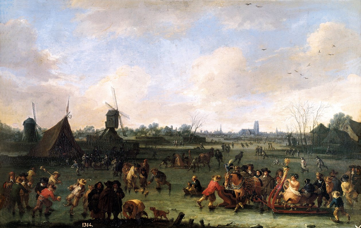 Bruslaři. Obraz Pietera Bouta (1658-1702). Olej na dřevě od Pieter Bouts