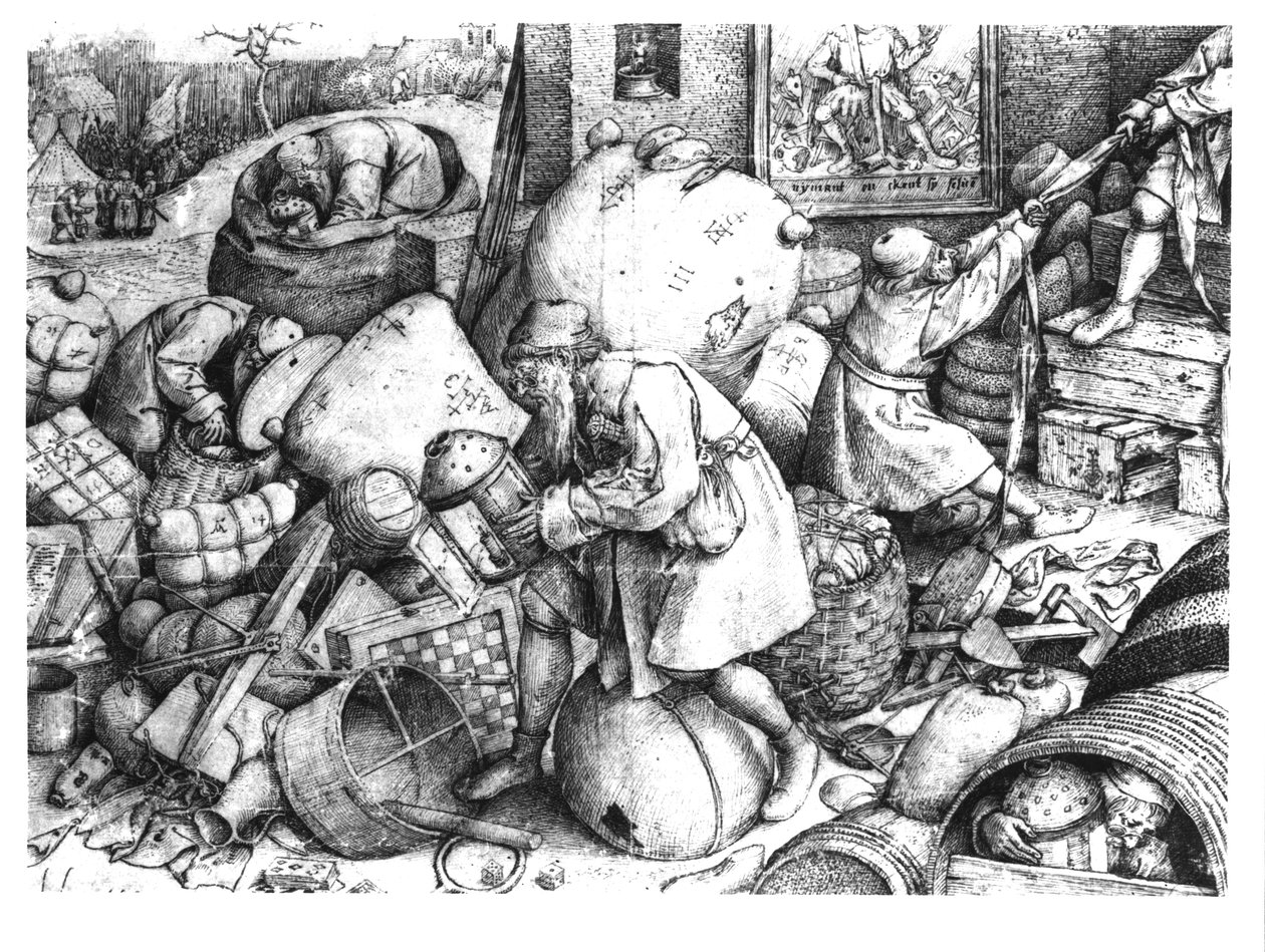 Everyman, vyryl Hieronymus Cock (asi 1510-70) asi 1558 od Pieter Bruegel the Elder