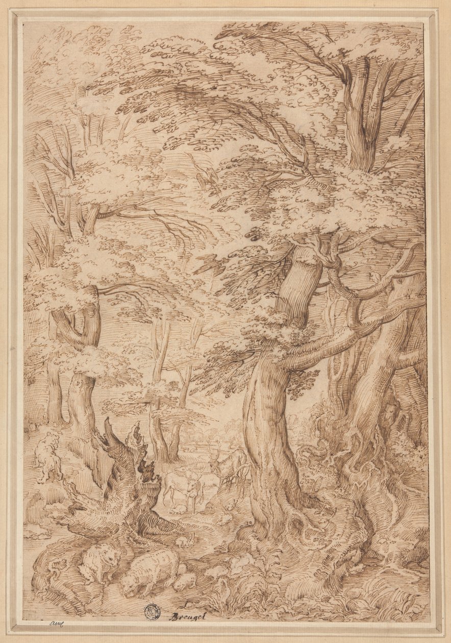 Lesní krajina s divokými zvířaty od Pieter Bruegel the Elder