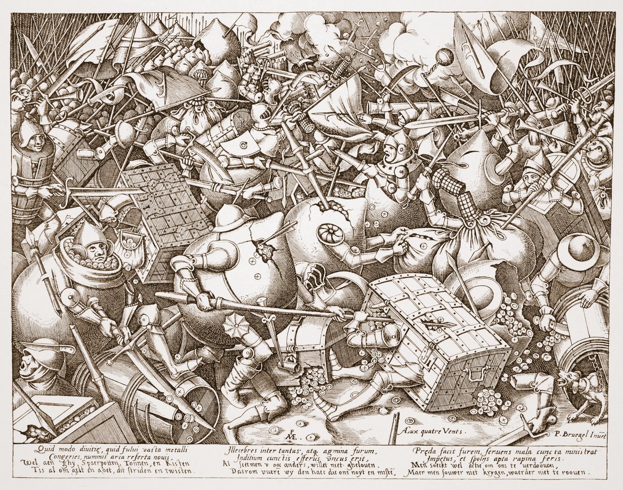 Bitva o peníze, vyryl Pieter van der Heyden, po roce 1570 od Pieter Bruegel the Elder