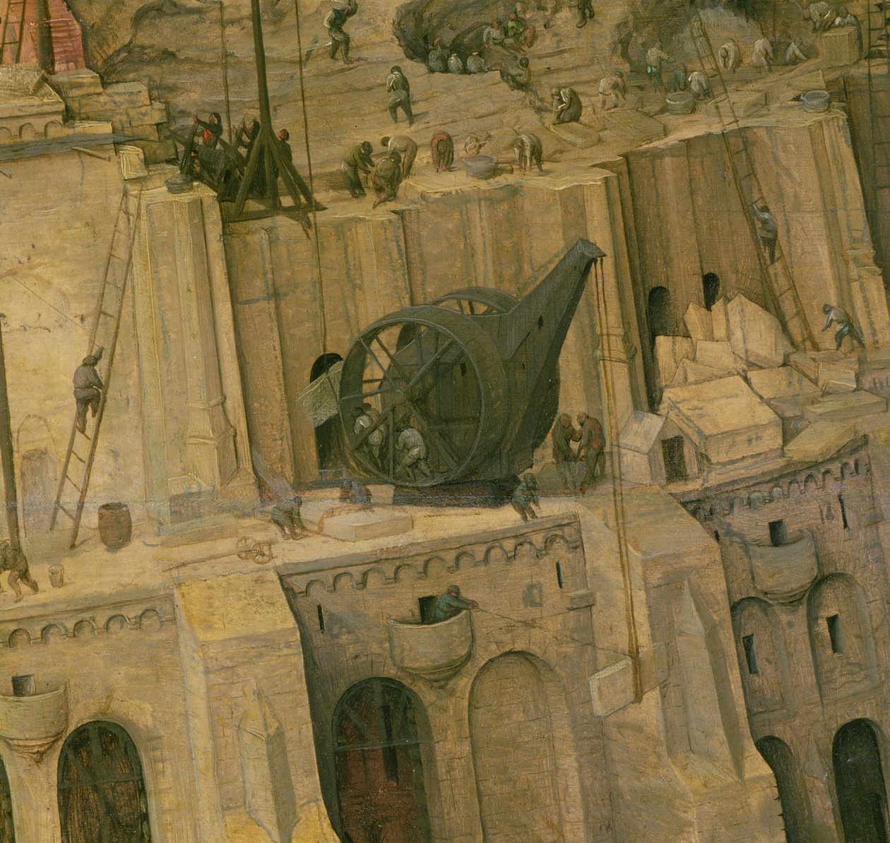Babylonská věž, detail stavebních prací, 1563 (detail 345) od Pieter Bruegel the Elder