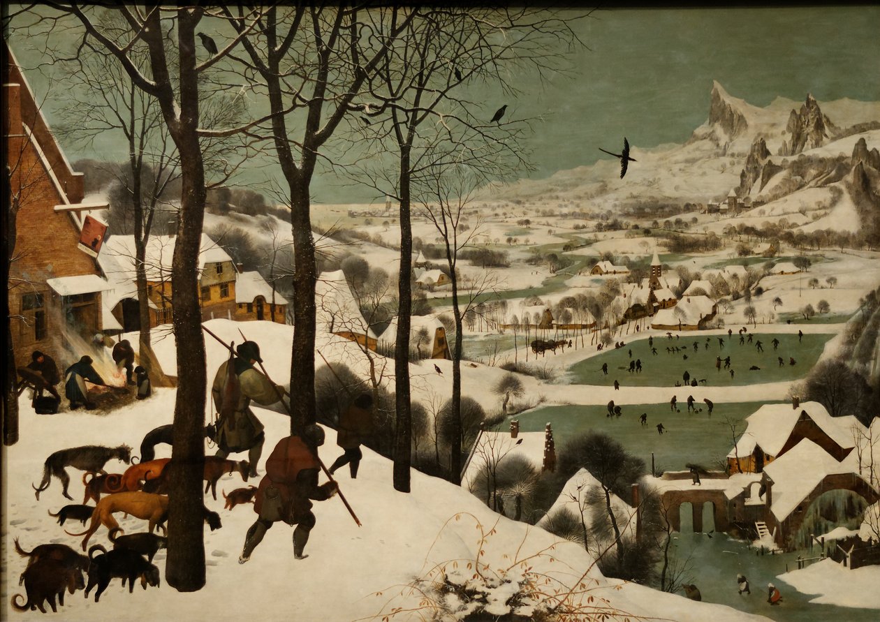 Německy: Jäger im Schnee (Winter) měsíční cyklus, scéna: Lovci na sněhu (leden) od Pieter Brueghel the Elder