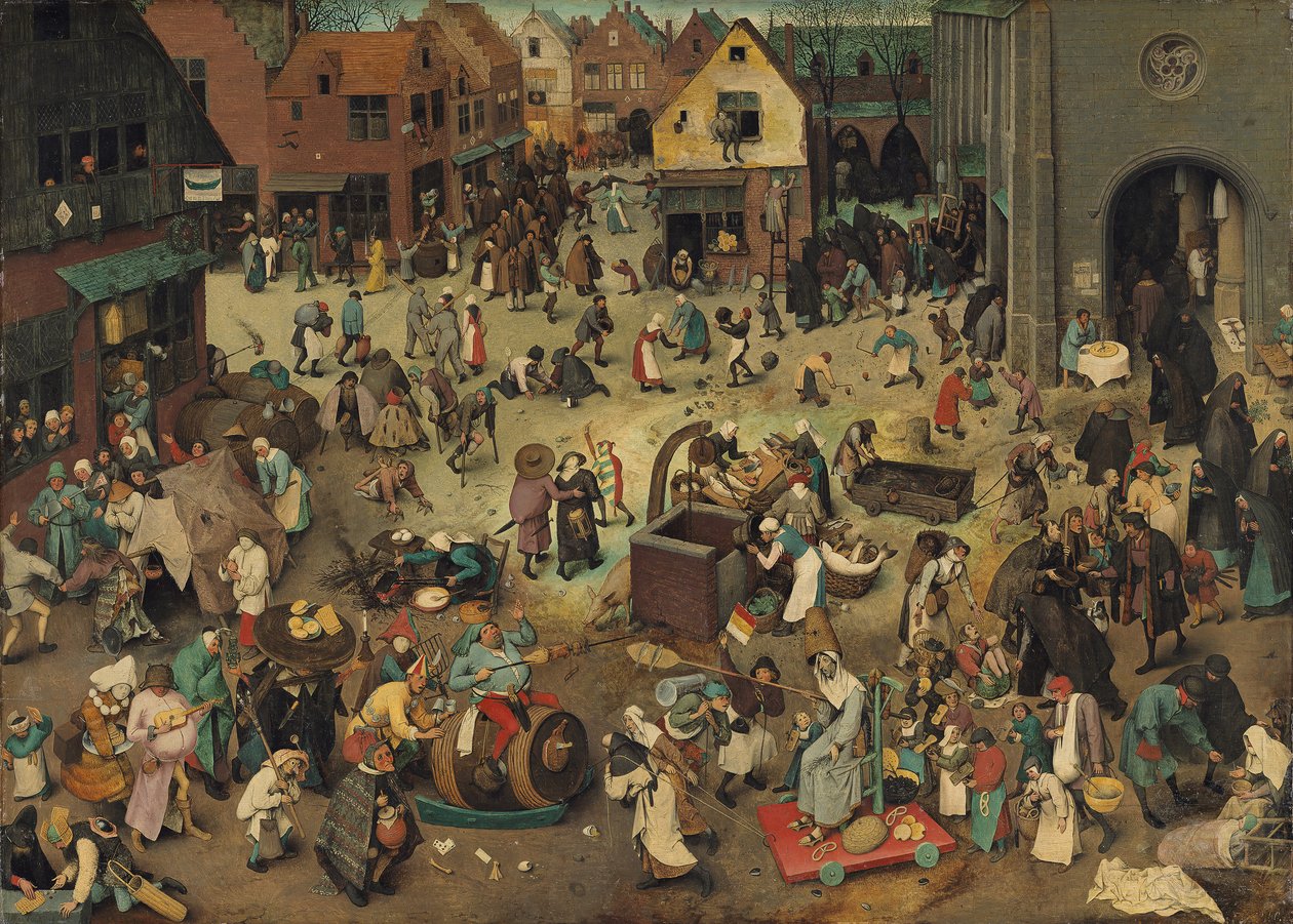 Německy: Kampf zwischen Fasching und Fasten Boj mezi masopustem a půstem od Pieter Brueghel the Elder