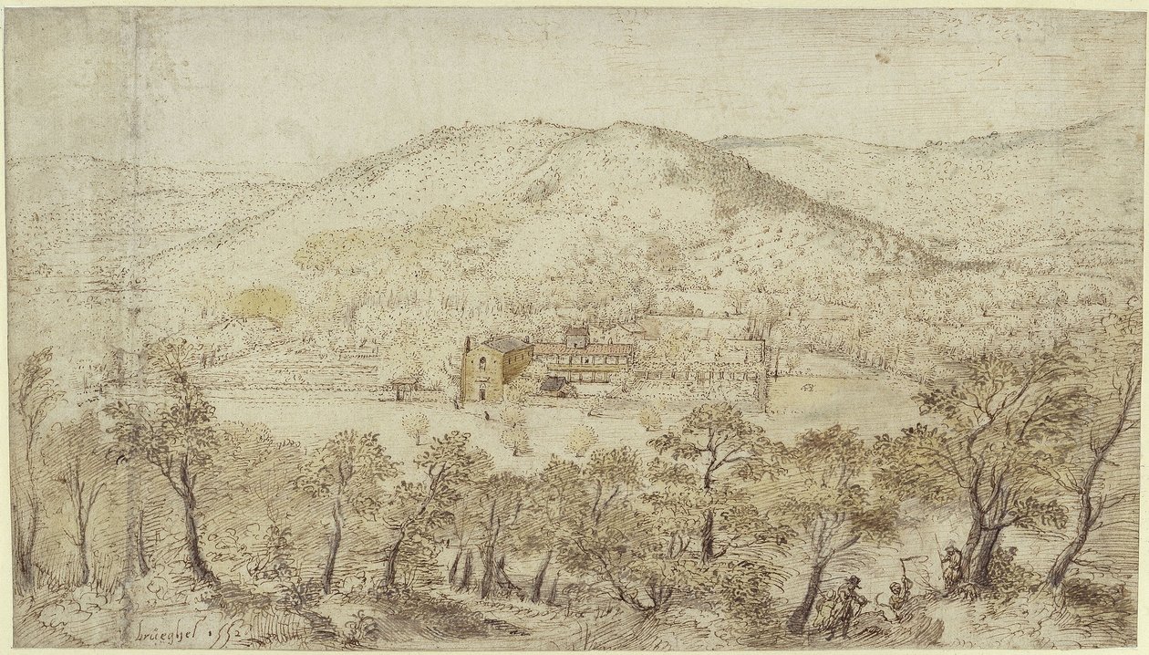 Jižní kopcovitá krajina s klášterními budovami od Pieter Brueghel the Elder