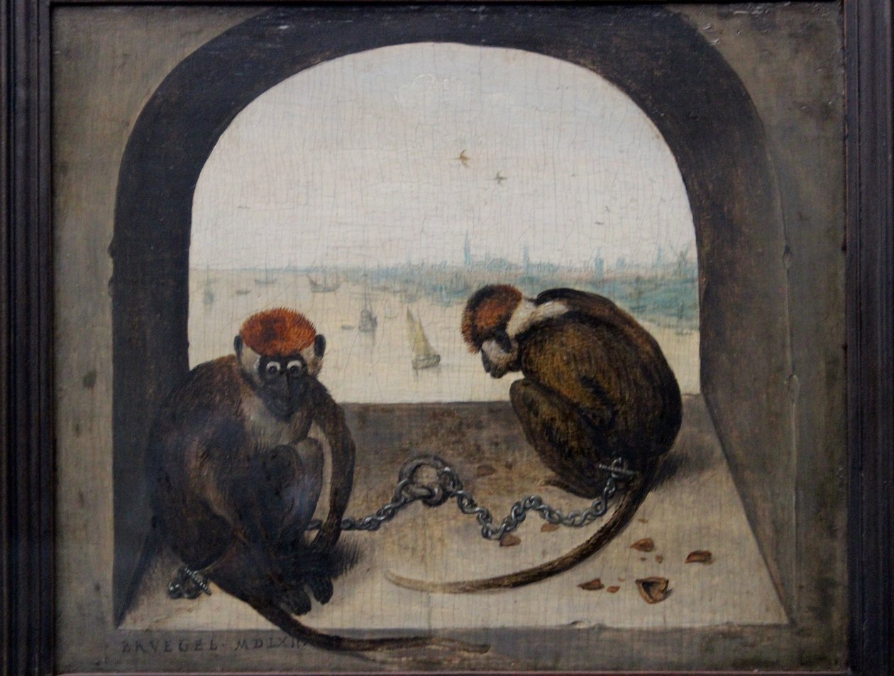 Dvě připoutané opice od Pieter Brueghel the Elder