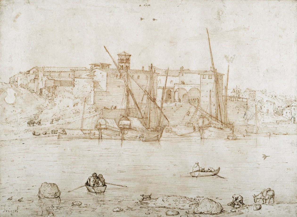 Pohled na Ripa Grande v Římě od Pieter Brueghel the Elder