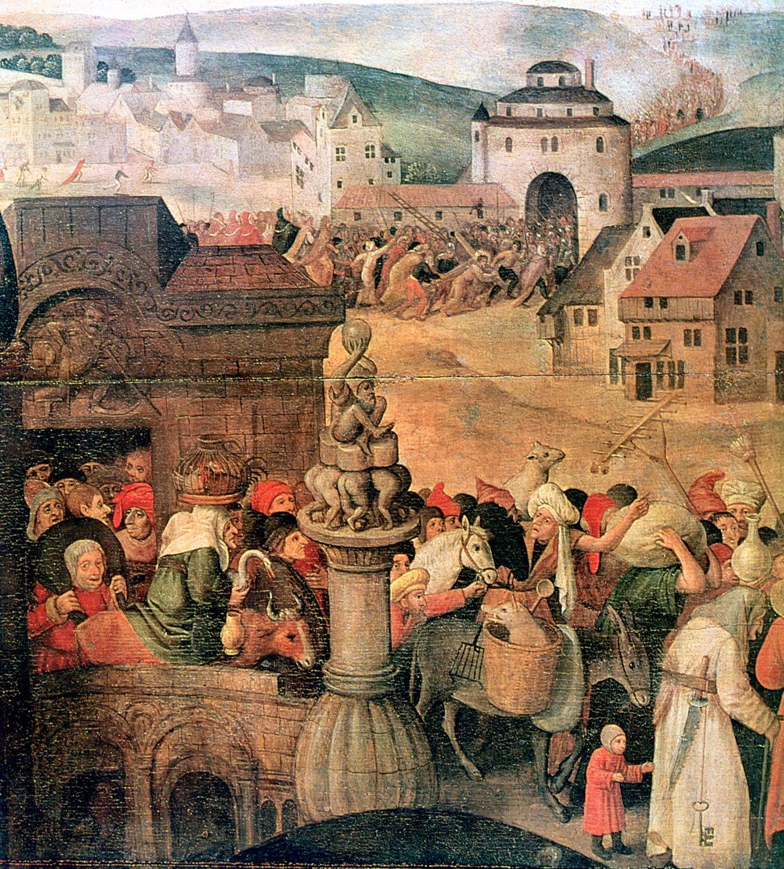 Detail Krista vyhánějícího obchodníky z chrámu, c1584-1638 od Pieter Brueghel the Younger