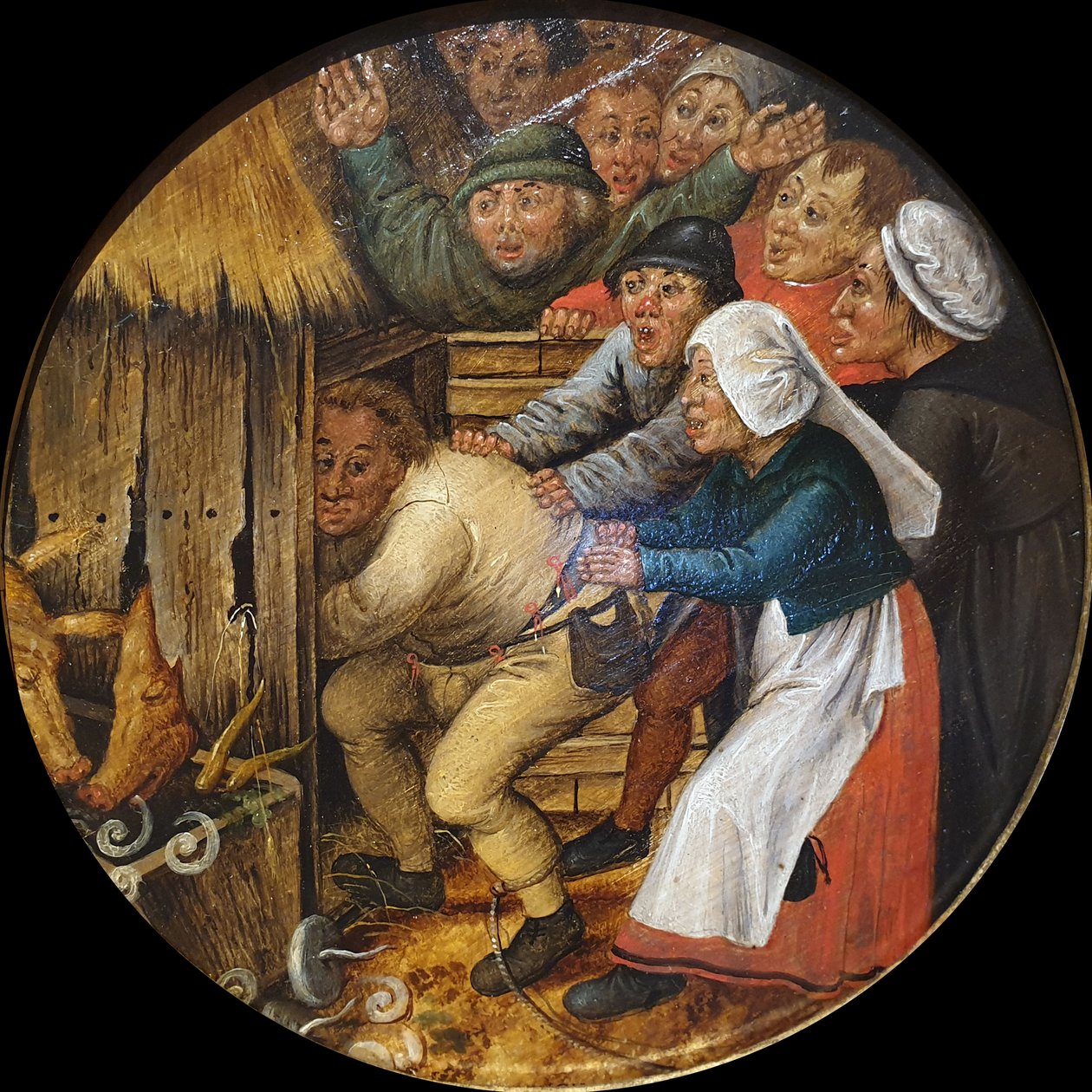 Opilec zatlačený do chlívku od Pieter Brueghel the Younger