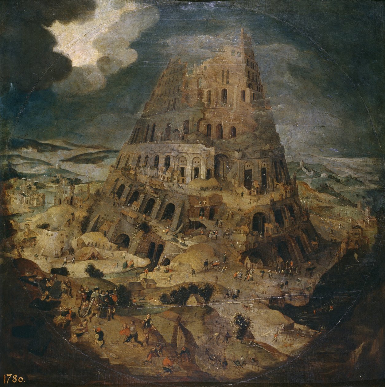 Babylonská věž, cca 1595 od Pieter Brueghel the Younger