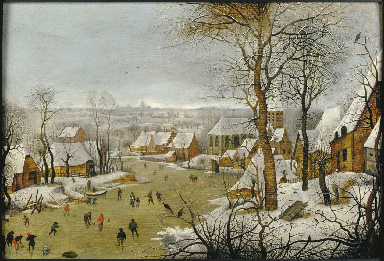 Zimní krajina s pastí na ptáky a útěk do Egypta, 1622. od Pieter Brueghel the Younger
