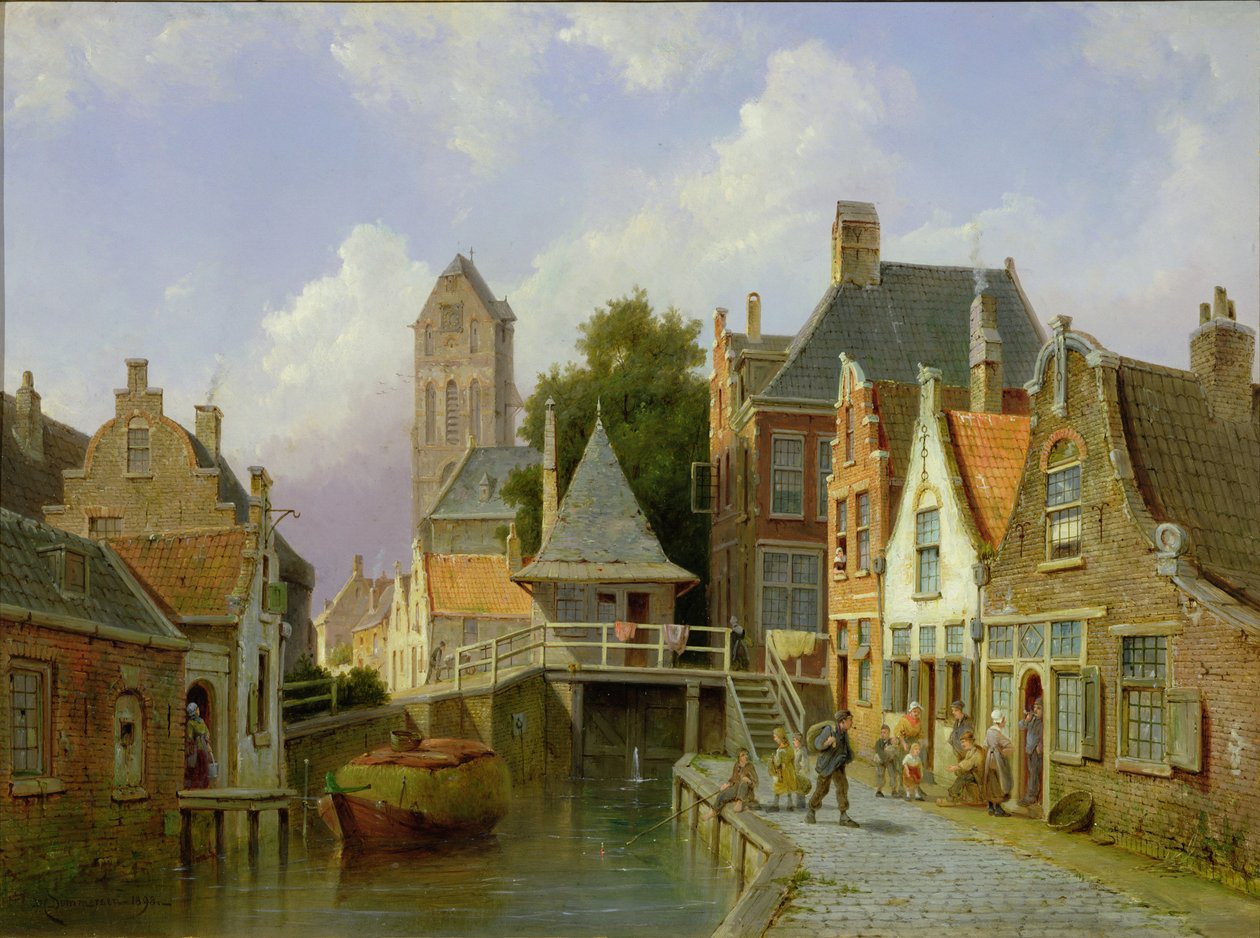 Canal Scéna v Holandsku, 1898 od Pieter Christiaan Cornelis Dommelshuizen