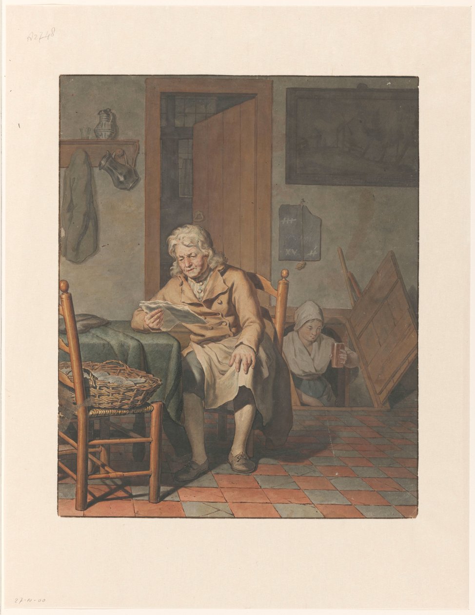 Interiér s čtecím mužem. od Pieter Christoffel Wonder