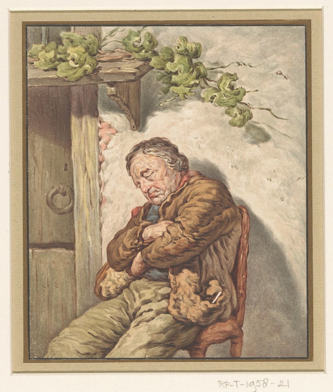 Lou pekařův sluha, spí před domem na slunci od Pieter Christoffel Wonder