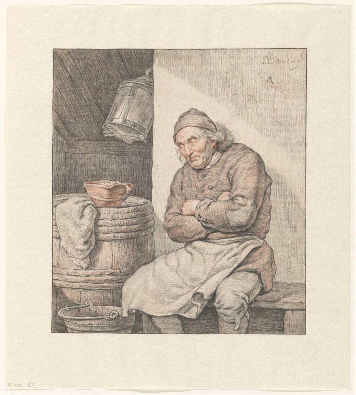 Sedící, spící muž od Pieter Christoffel Wonder