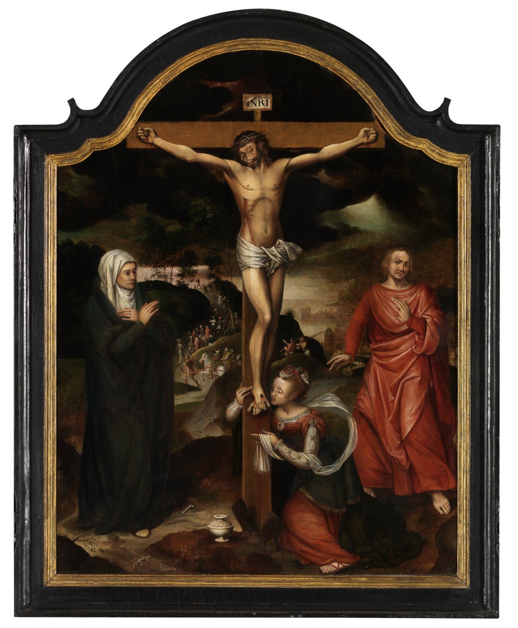 Kristus na kříži s Pannou, sv. Janem a Máří Magdalénou (olej na desce) od Pieter Claeissens