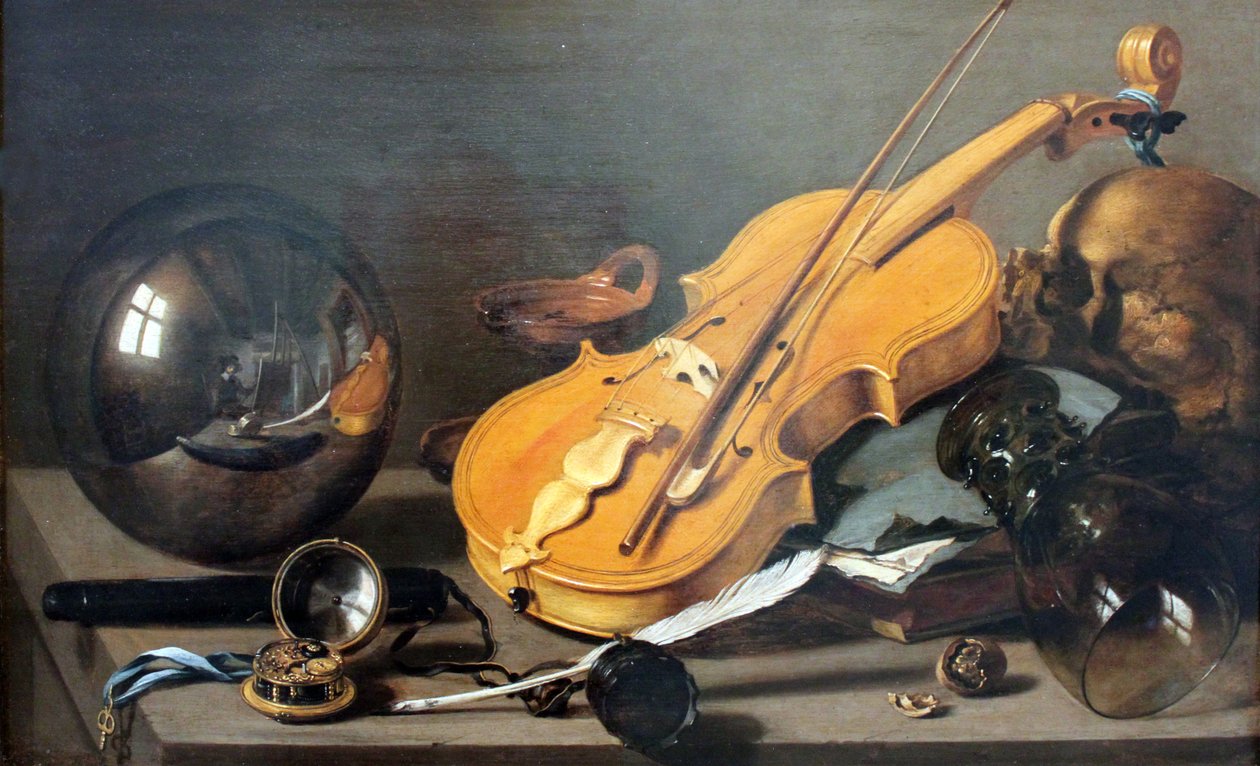 Německy: Vanitas-Stillleben mit Selbstbildnis Vanitas Zátiší s autoportrétem od Pieter Claesz