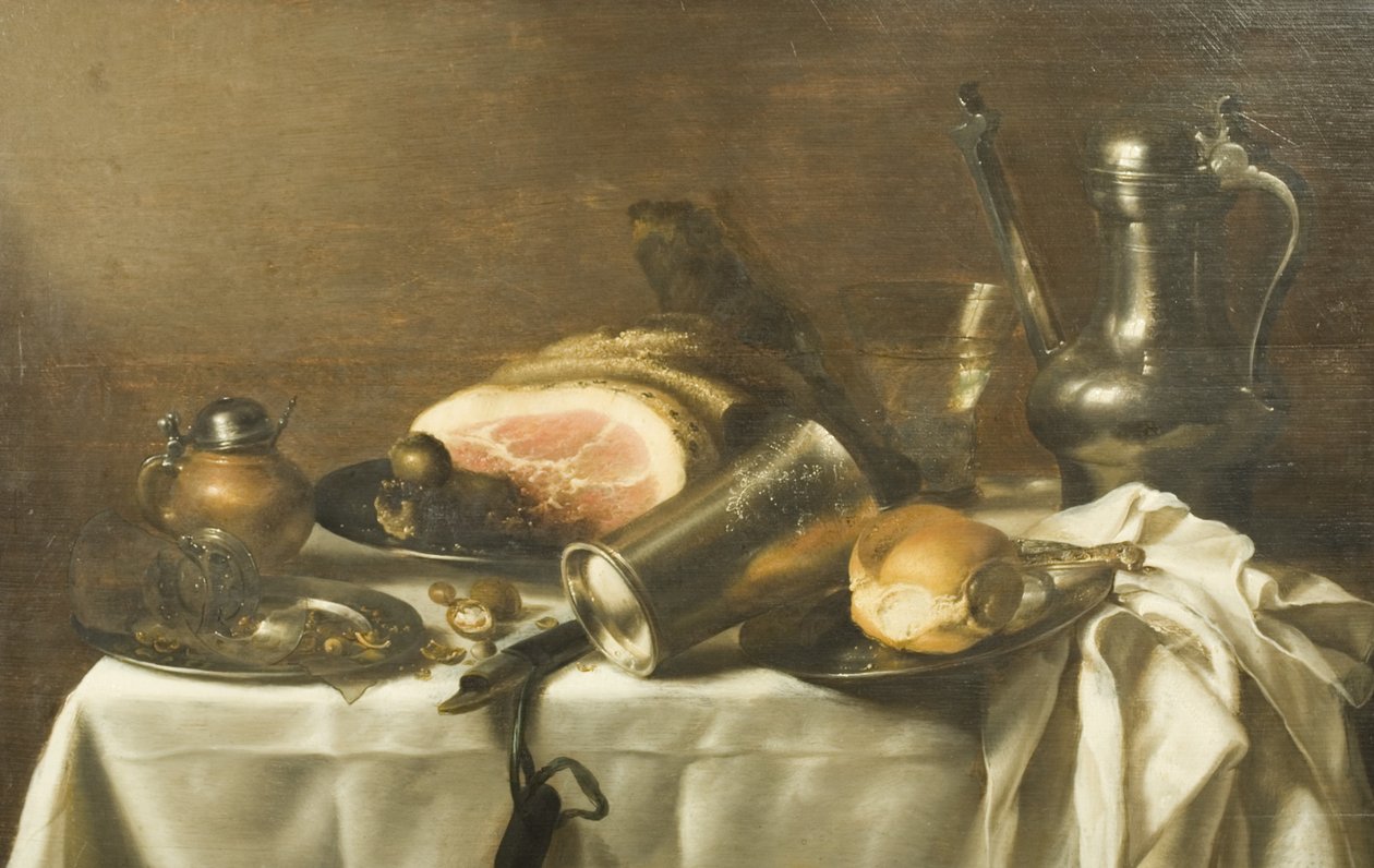 Zátiší se šunkou (olej na plátně) od Pieter Claesz