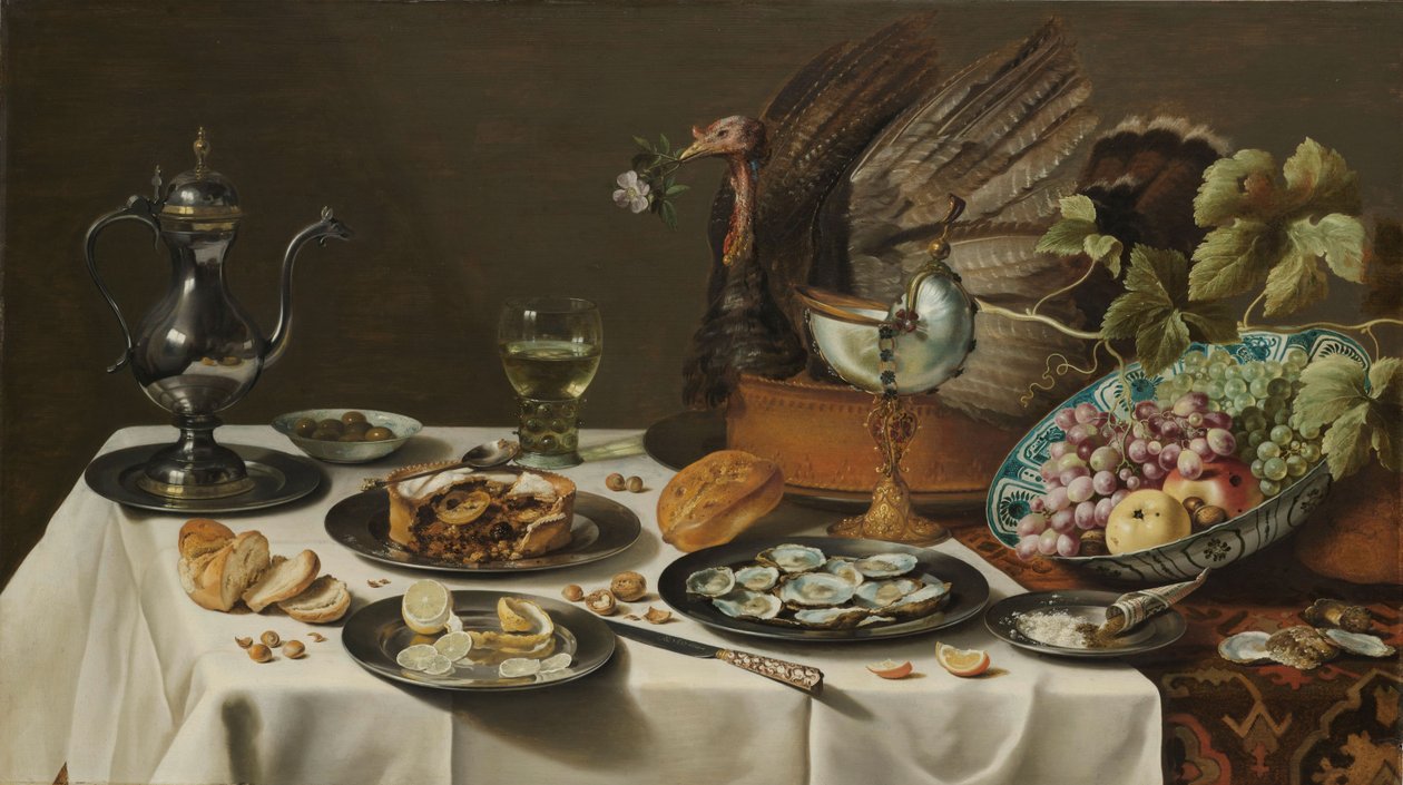 Zátiší s krůtím koláčem od Pieter Claesz