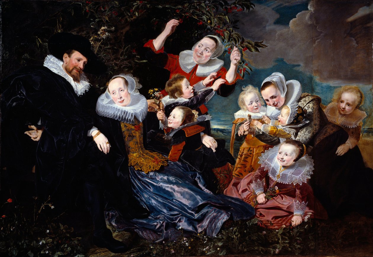 Portrét Pauluse Van Beresteyna (1588-1636) s manželkou a šesti dětmi a dvěma pannami Obraz Pietera Soutmana (1590-1657) 1630 Ne. 1,67x2,41 m od Pieter Claesz Soutman